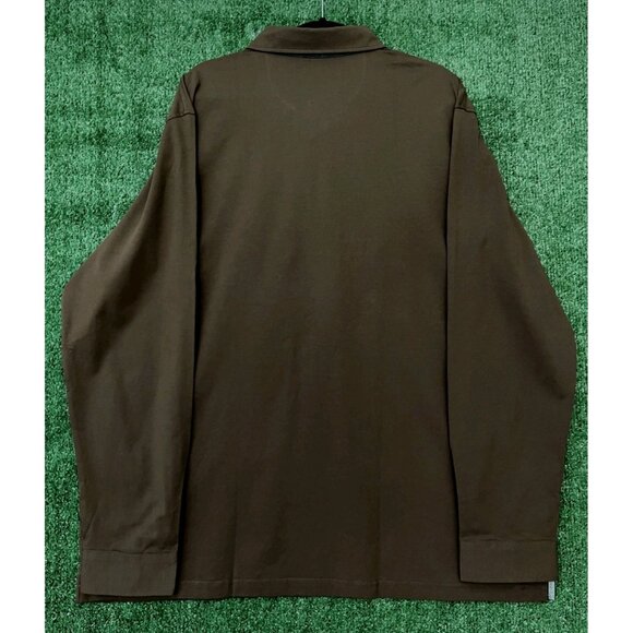 NWT VEBOON Men's Polo Shirt Long Sleeve Cotton Flex Brown Button 1/4 Size 3XL - Picture 13 of 14